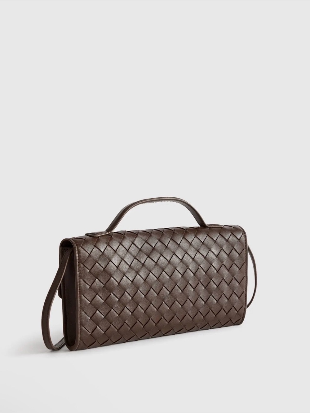 Quince NWOT Eloise Handwoven Clutch in Dark Brown 1339 - Picture 5 of 13